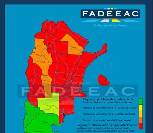 Chaco está en alerta naranja en el 'mapa del gasoil'